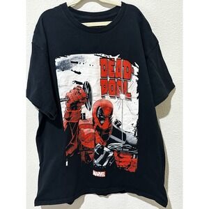 Marvel Deadpool Graphic T-Shirt Black‎ Men's Large L 100% Cotton Comic Tee